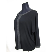 Tunika Bella luźna oversize ze srebrnymi wstawkami - czarna